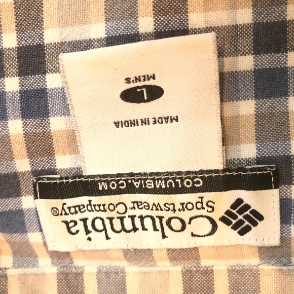 COLUMBIA Plaid Short Sleeve Shirt Men's Blue LG L - Picture 5 of 5